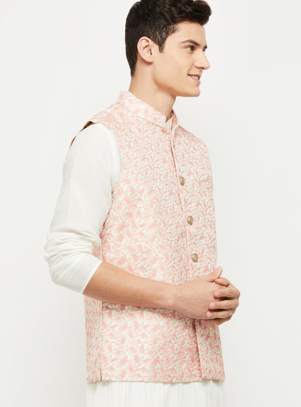 Men Printed Regular Fit Nehru Jacket