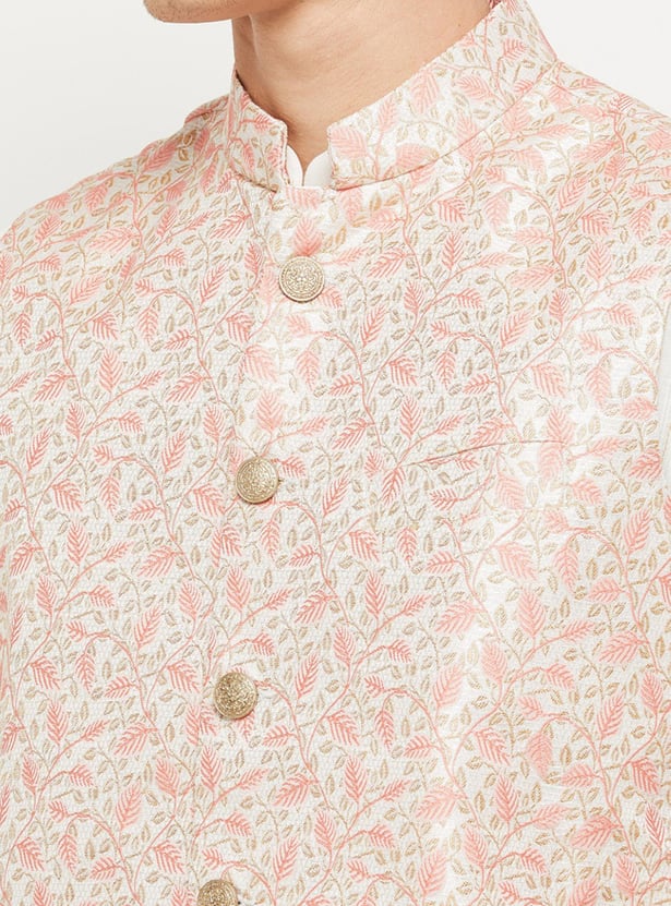 Men Printed Regular Fit Nehru Jacket