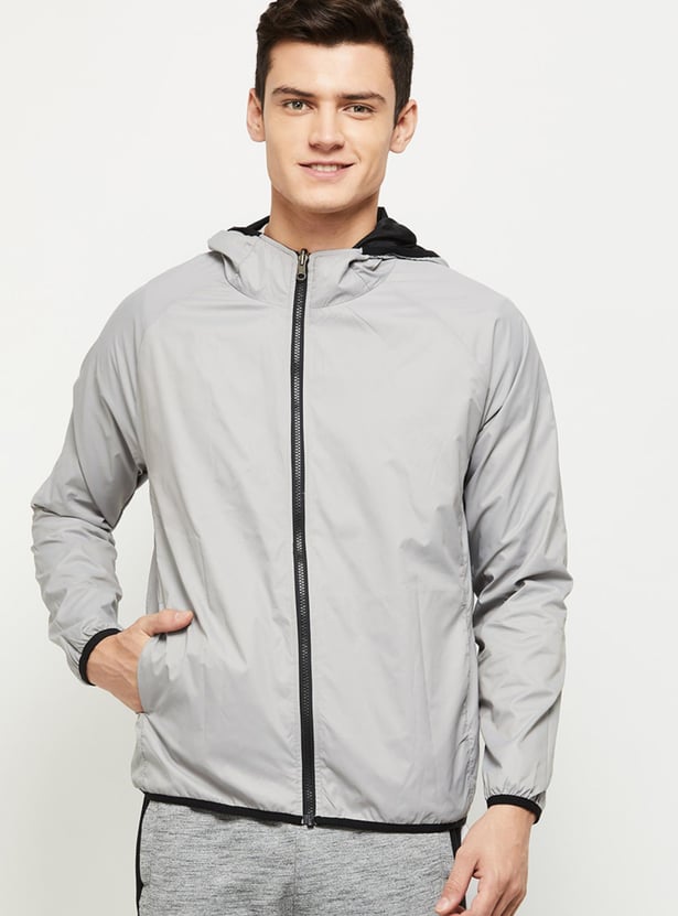Men Active Reversible Sports Hooded Jacket
