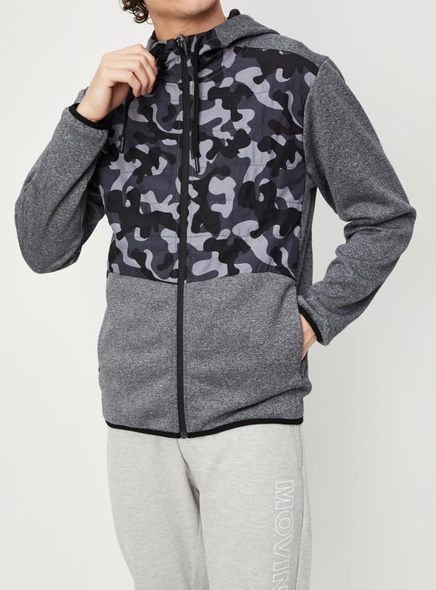 Men Camouflage Printed Hooded Jacket