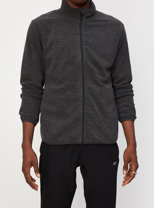 Men Textured High Neck Sweatshirt