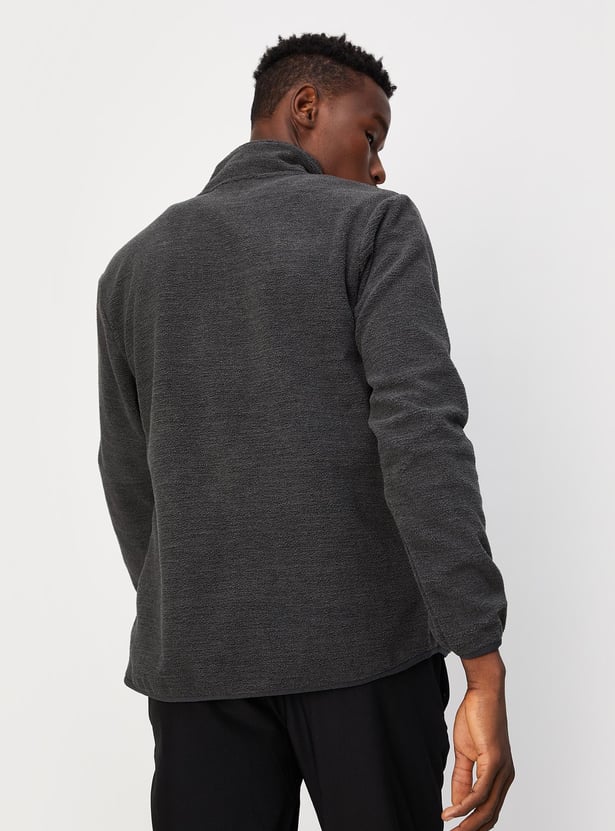 Men Textured High Neck Sweatshirt