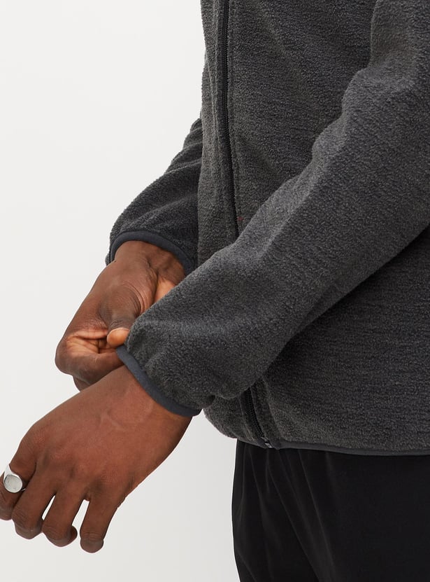 Men Textured High Neck Sweatshirt
