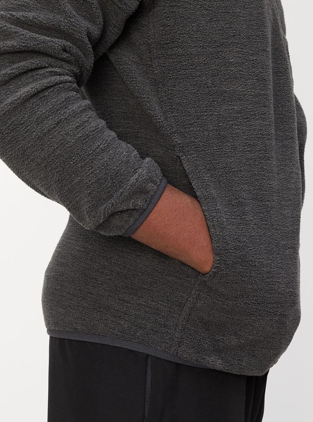 Men Textured High Neck Sweatshirt