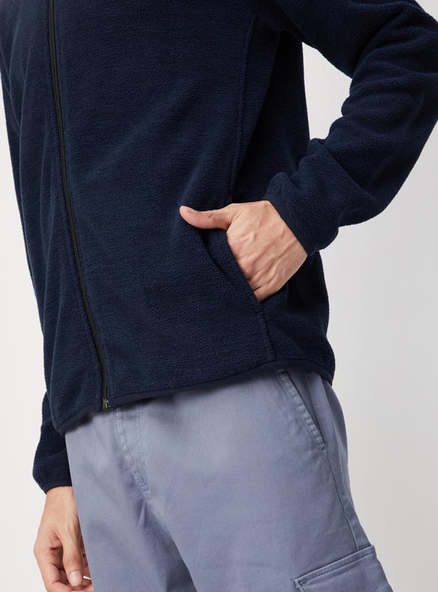 Men Textured High Neck Sweatshirt