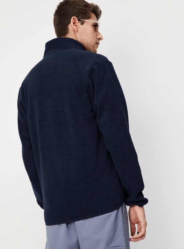 Men Textured High Neck Sweatshirt