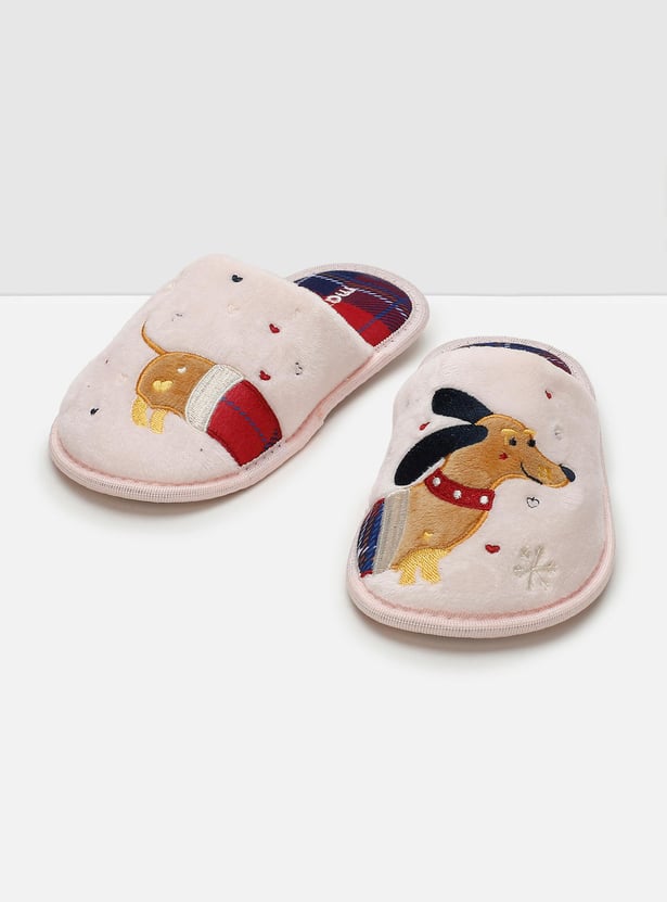 Girls Appliqued Bedroom Slippers