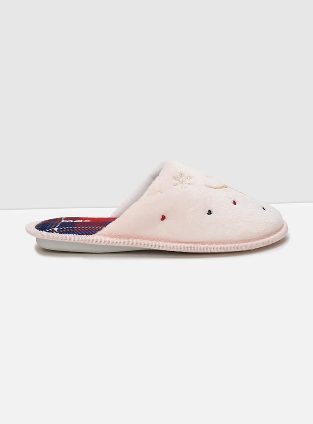 Girls Appliqued Bedroom Slippers