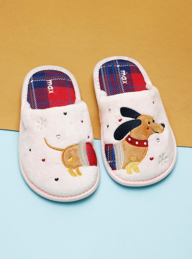 Girls Appliqued Bedroom Slippers