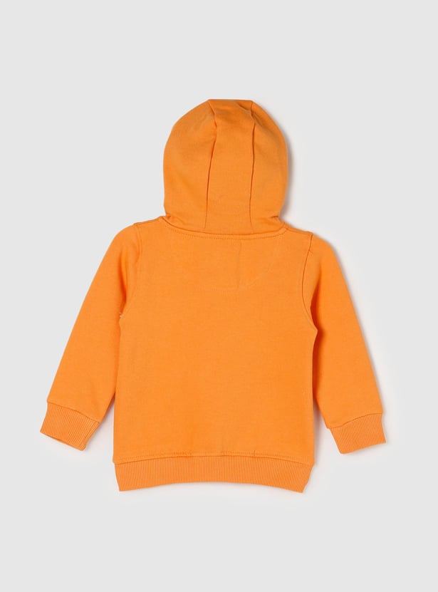 Boys Typographic Printed Hooded Sweatshirt