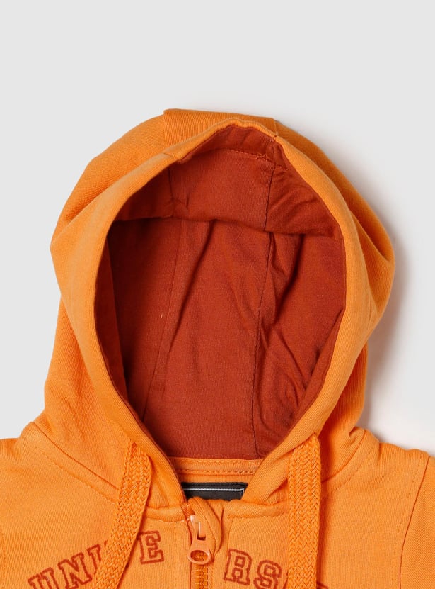 Boys Typographic Printed Hooded Sweatshirt