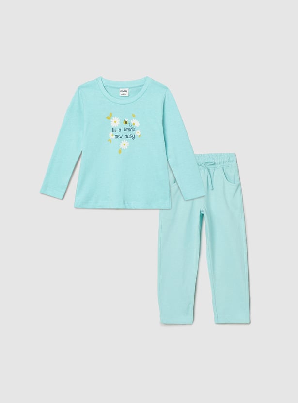 Girls Printed T-shirt with Pants