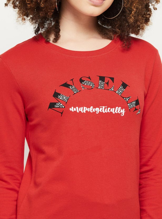 Women Printed Round Neck Sweatshirt
