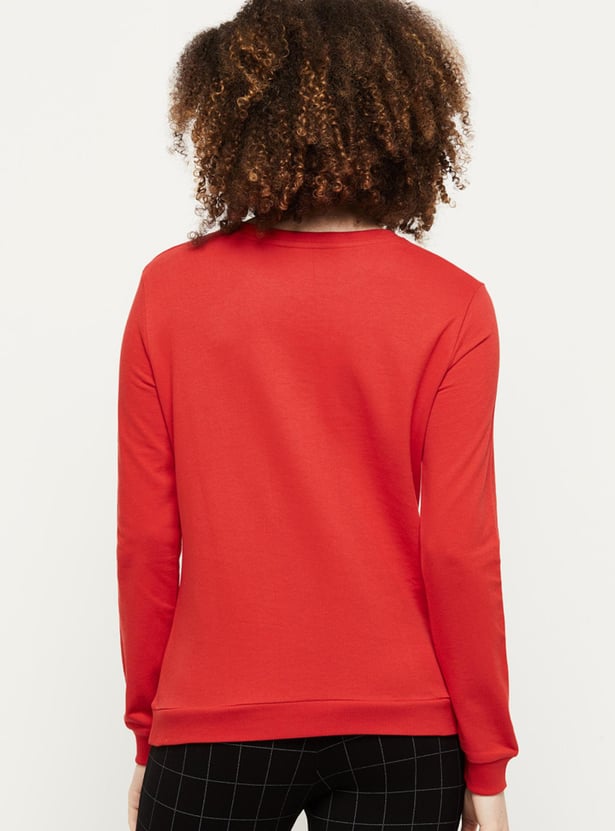 Women Printed Round Neck Sweatshirt