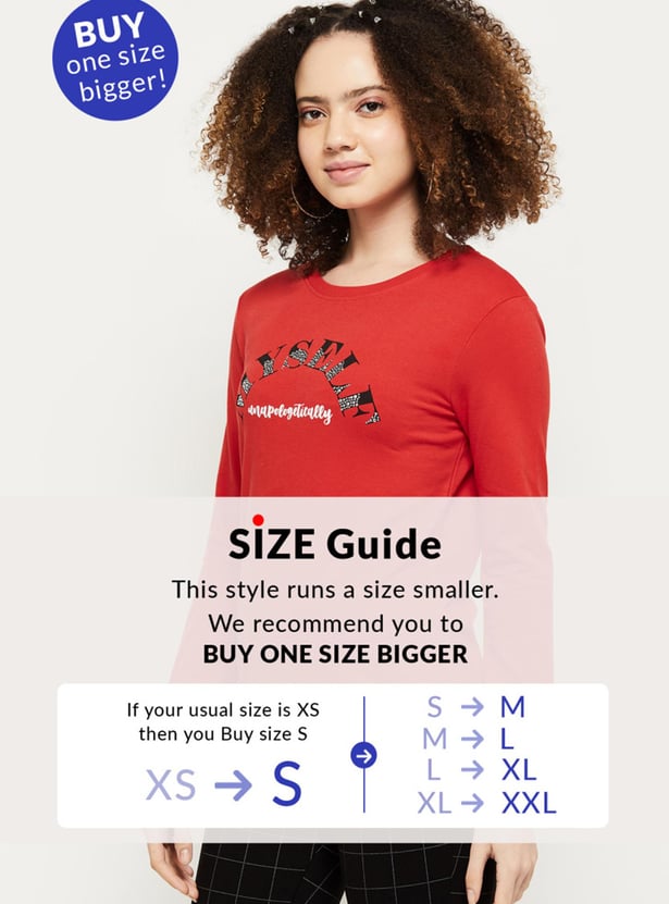 Women Printed Round Neck Sweatshirt