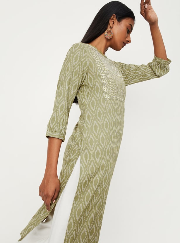 Women Ikat Printed Straight Kurta