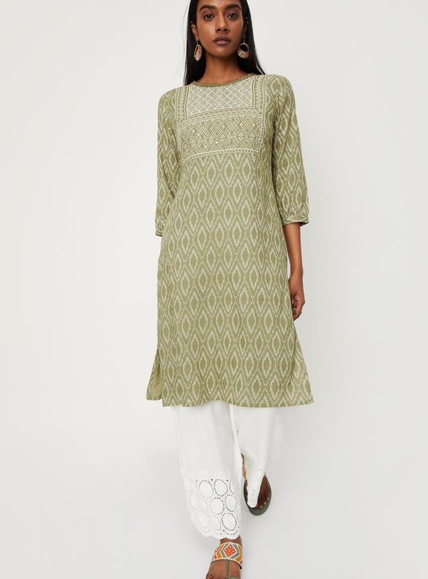 Women Ikat Printed Straight Kurta