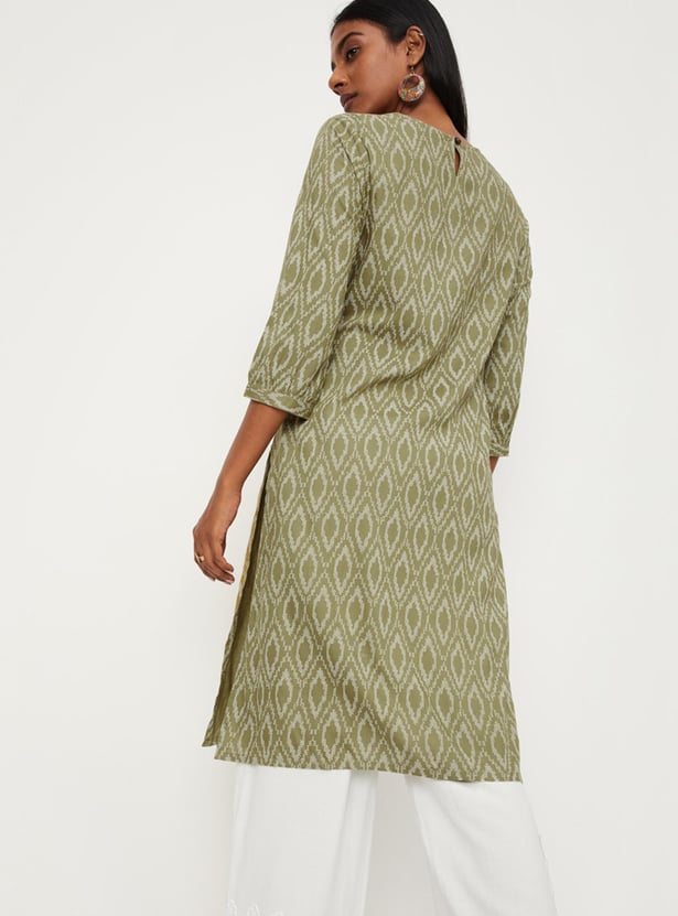 Women Ikat Printed Straight Kurta