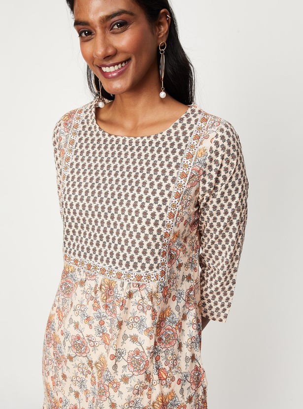 Women Floral Printed Straight Kurta