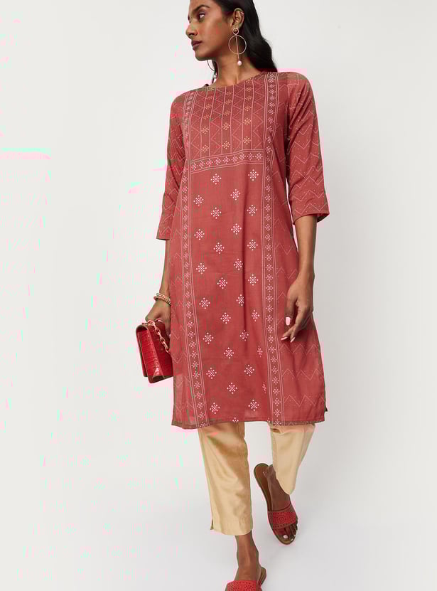 Women Rangoli Printed Straight Kurta