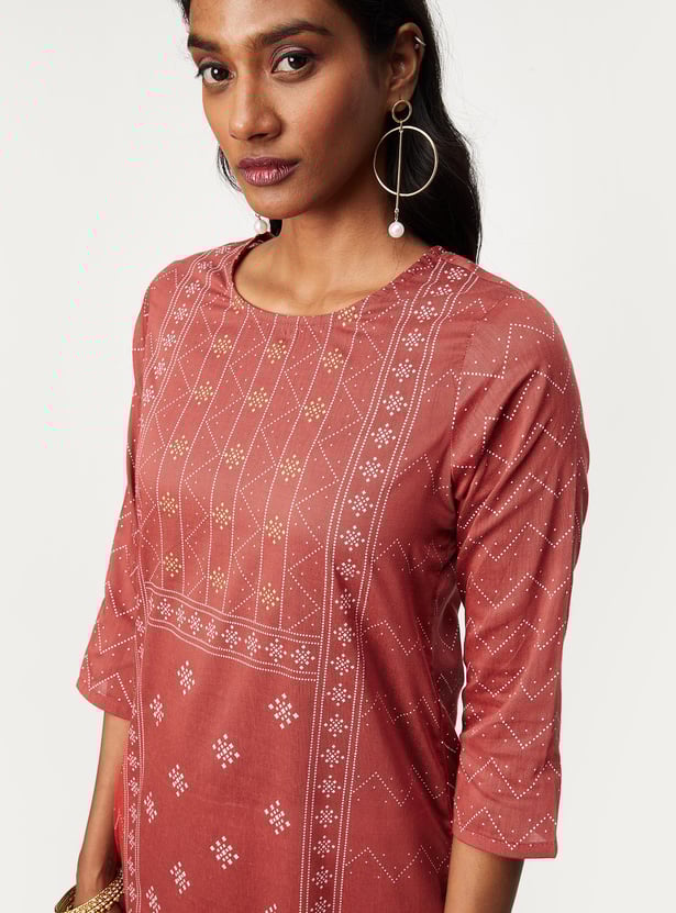 Women Rangoli Printed Straight Kurta