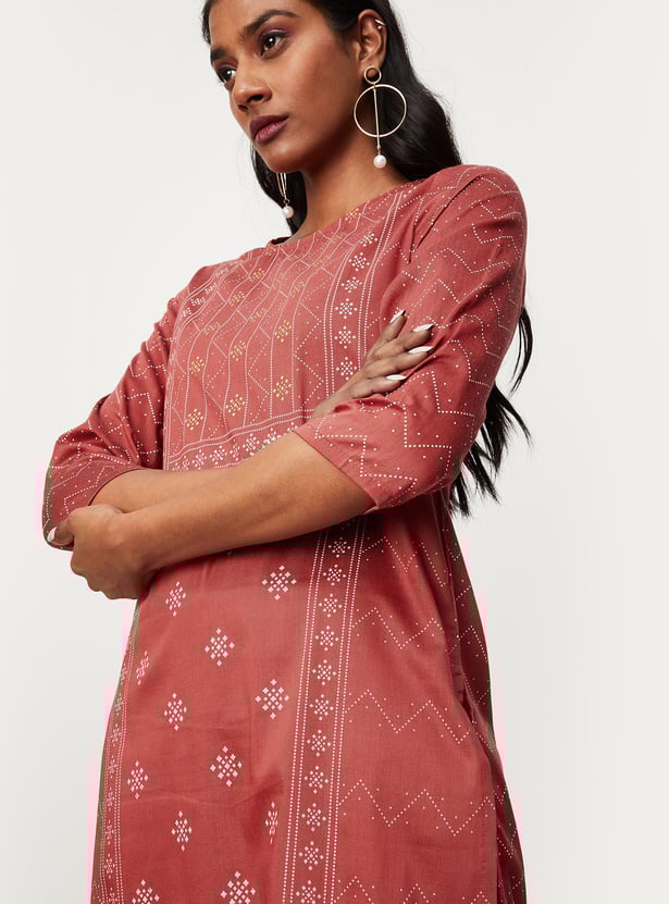 Women Rangoli Printed Straight Kurta
