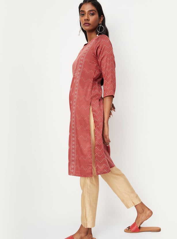 Women Rangoli Printed Straight Kurta