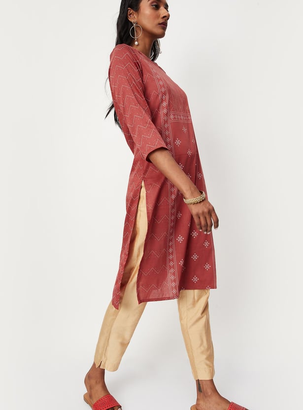 Women Rangoli Printed Straight Kurta