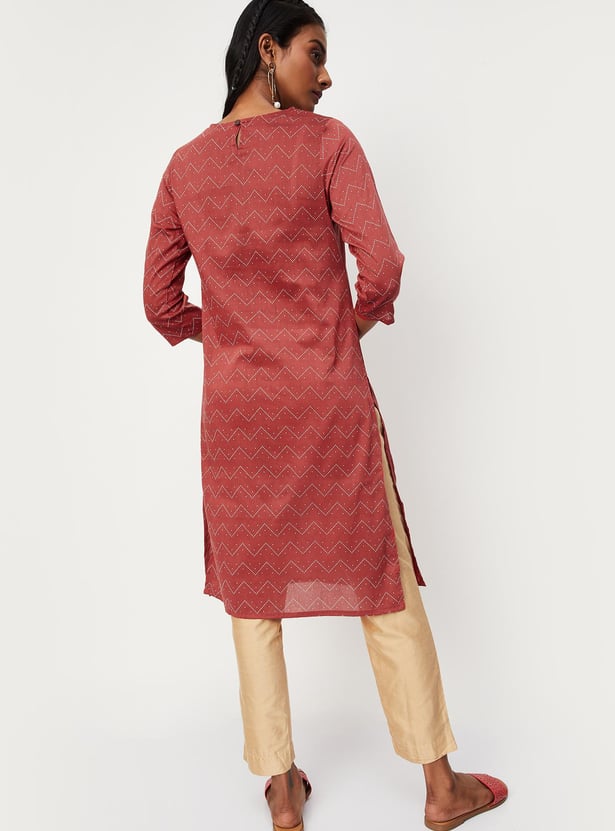 Women Rangoli Printed Straight Kurta