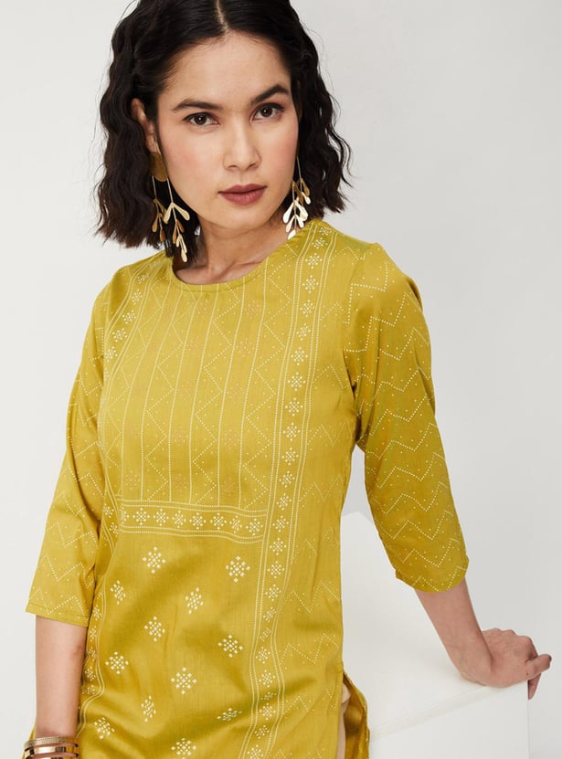 Women Rangoli Printed Straight Kurta
