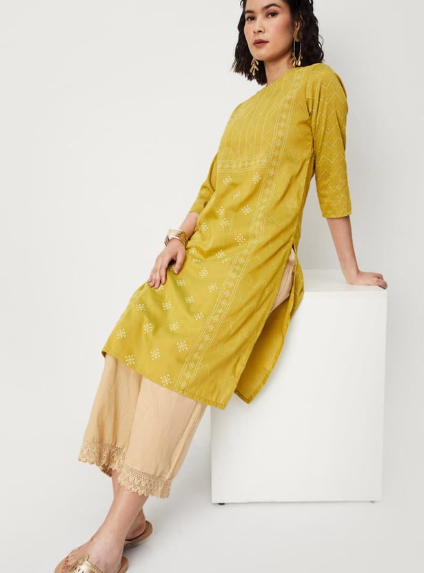 Women Rangoli Printed Straight Kurta