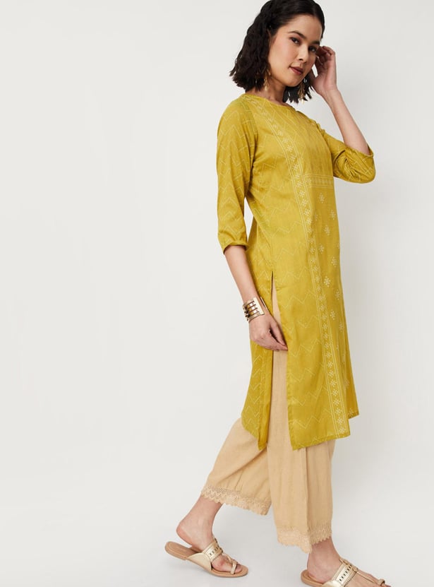 Women Rangoli Printed Straight Kurta