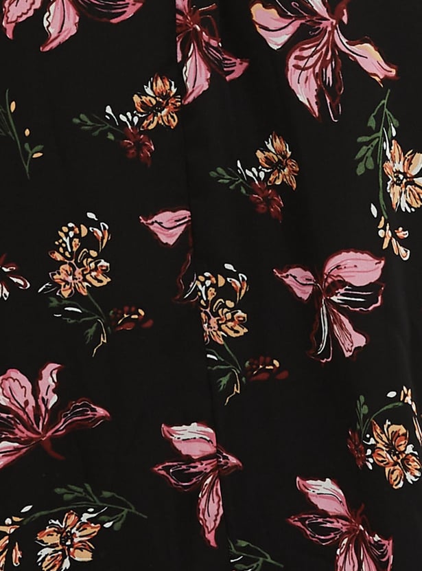 Women Floral Printed Full Sleeves Midi Dress