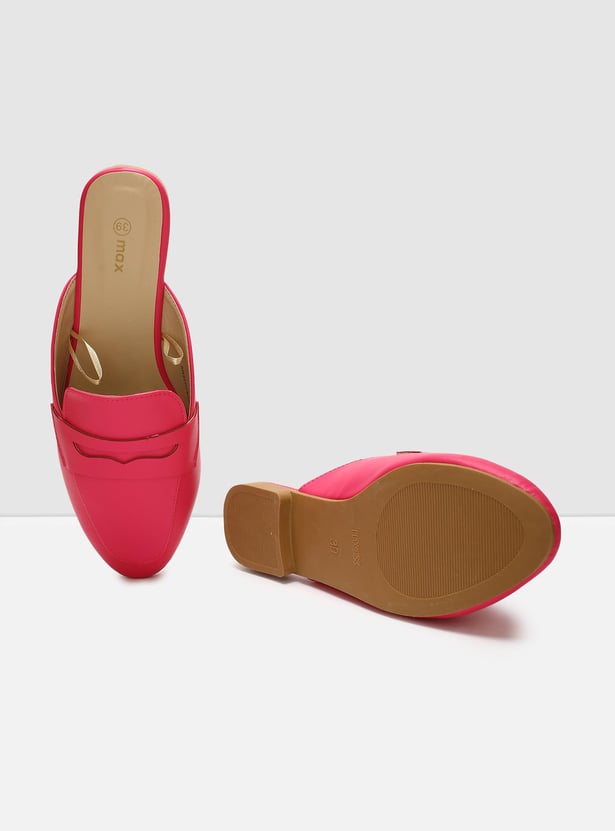 Women Solid Moc Toe Mule