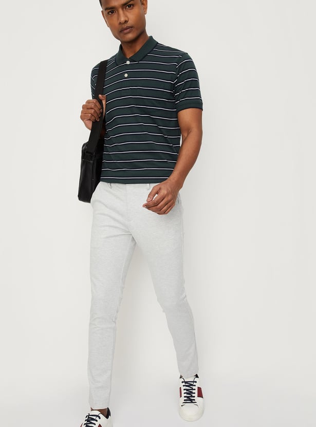Men Striped Polo T-shirt with Pocket