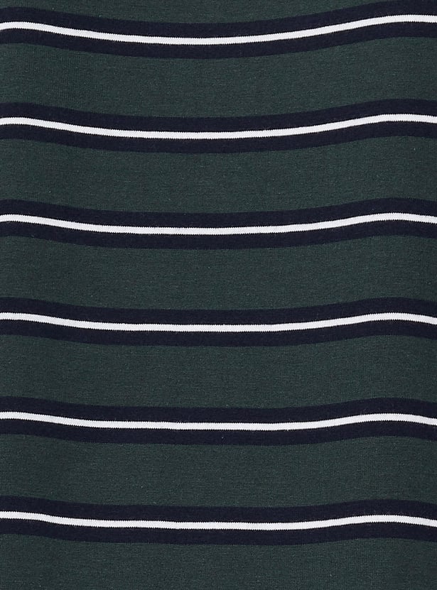 Men Striped Polo T-shirt with Pocket