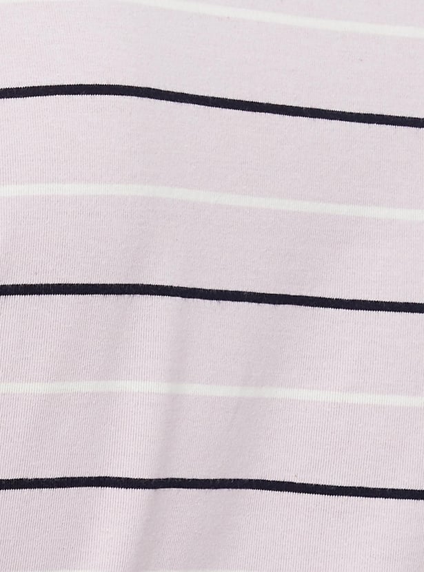 Men Striped Polo T-shirt with Pocket