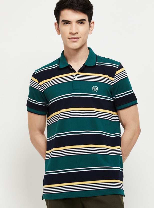 Men Striped Slim Fit Polo T-shirt