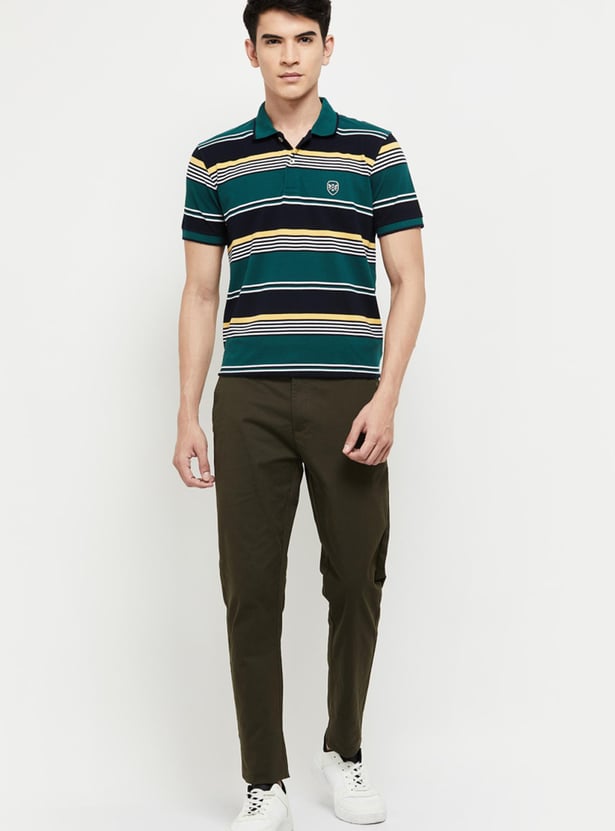 Men Striped Slim Fit Polo T-shirt