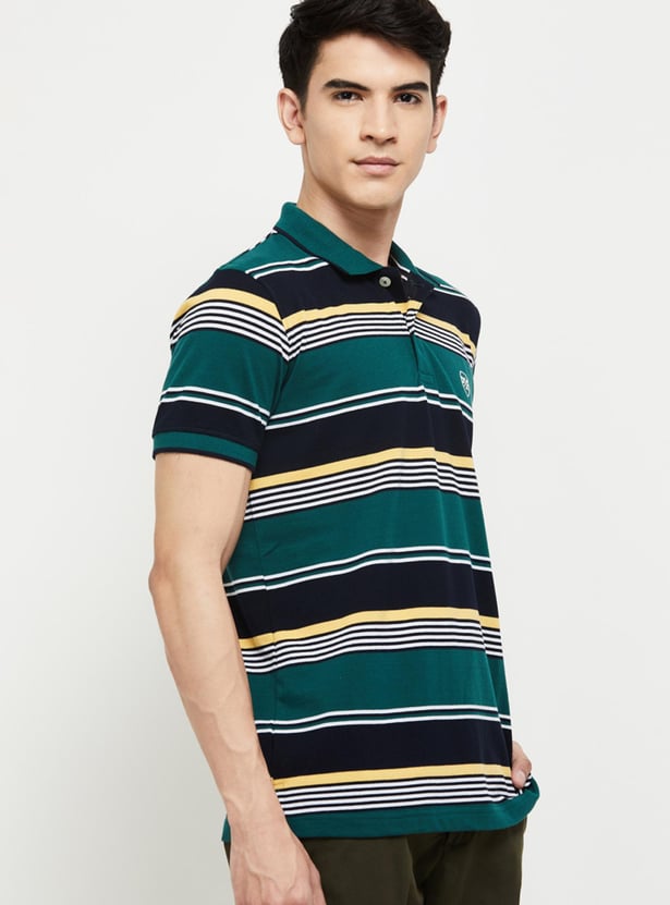 Men Striped Slim Fit Polo T-shirt