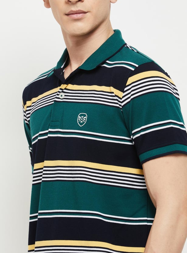 Men Striped Slim Fit Polo T-shirt