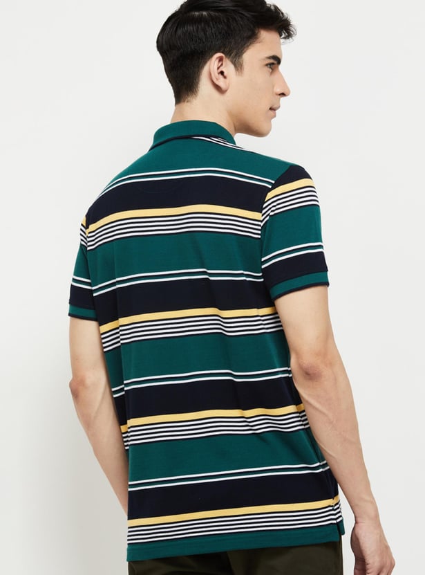 Men Striped Slim Fit Polo T-shirt