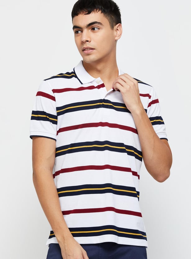 Men Striped Slim Fit Polo T-shirt