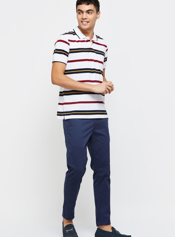 Men Striped Slim Fit Polo T-shirt