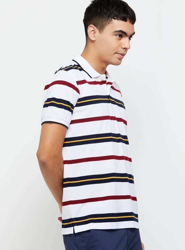 Men Striped Slim Fit Polo T-shirt