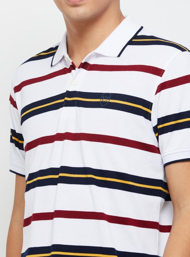 Men Striped Slim Fit Polo T-shirt