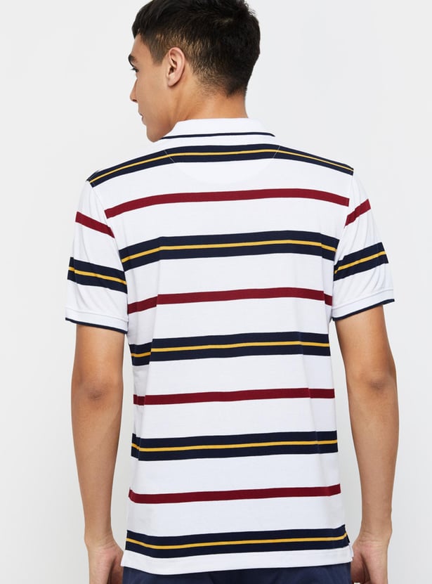 Men Striped Slim Fit Polo T-shirt