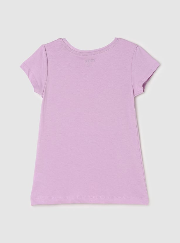 Girls Pure Cotton Graphic Printed T-shirt