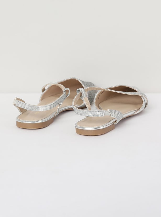 Women Textured Sling Back Mules