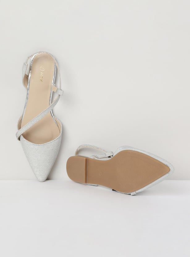 Women Textured Sling Back Mules
